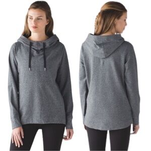 LULULEMON Split Pullover Heathered Speckled Black Grey Hoodie Women's Size 2